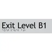 AS1428 Compliant Exit Sign B1 SILVER Basement 1 Braille 180x50x3mm
