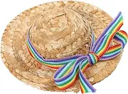 LIGHTAOTAO Woven Pet Hat with Bow Lightweight Summer Dog Sun Hat for Parties Photography Adorable Decorative Cap for Puppies Dogs Handmade Rustic Design