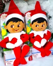 New Christmas Elfs on the Shelf Pals Girl & Boy Brown Eyes Stuffed Plush Gift