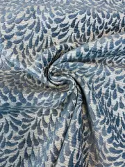 3.125 yards Hickory Chair Blue Chenille Flower Petal Upholstery Fabric