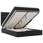 Ottoman Bed with Mattress Bed Base & LEDs Black Double Faux Leather vidaXL