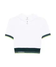 Casablanca Tennis Textured Velour Cropped Hooded Top XXS,S,XL,XS,L,M White