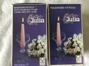 Vtg NIB Pair Clear Glass Candle Holder Julia VEBA GLAS Kristall Enesco W Germany