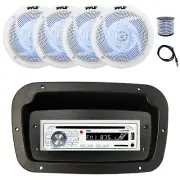 Pyle Marine CD Radio,Adapter,Spa Bezel, Ant,Wire,4x 5.25" 180W LED White Speaker