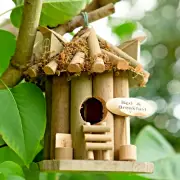 Bed Breakfast Birdhouse Brown Wood Country Patio Garden Bird Shelter Nest 9" H