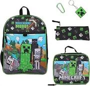 [Bioworld] Minecraft Adventure Mode 5-Piece Backpack Set (Little Big Kid), Green, One Size, Green, One Size, Minecraft Adventure Mode 5-piece Backpack Set (Little Kid/Big Kid)