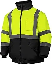 VENDACE Safety Jacket Hi Vis Reflective Winter Jackets for Men Polar Fleece Lining ANSI Class 3 High Visibility Jacket Hoodie