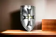Medieval Crusader Knight Shield - 18Gauge Steel Templar Cross Battle Design
