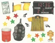 Creative Memories BLOCK STICKER - SOCCER, BALLS, SCORE BOARD, WHISTLE, AWARDS