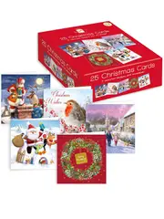 Giftmaker Pack 25 Variety Selection Christmas Cards 5 Festive Designs (NGC100) Multicoloured 120 x 120mm
