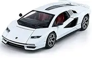 Die-cast Alloy 1:24 for Lamborghini Countach LPI800-4 Sports Car Model Sound Light Pull Back Miniature Supercar Collections Miniature Vehicle(White)
