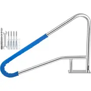Pool Rail 54x36 Pool Railing 304 Stainless Steel 250LBS Load Capacity Silver Rustproof Pool Handrail Humanized Swimming Pool Handrail with Blue Grip Cover & M8 Drill Bit & Self-Taping