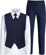 [Tomic] Boys Suit for Kids Toddler Boy 4-Piece Wedding Tuxedo Suits Vest and Pants Set