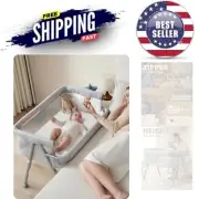 Baby Bassinet Bedside Sleeper Crib 2-in-1 Adjustable Mesh Mattress Portable