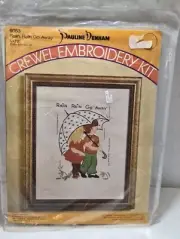 Pauline Denham Crewel Embroidery Kit 6053 Rain Rain Go Away 8x10 Vintage 1974