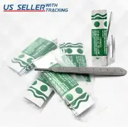 50 CARBON STEEL STERILE SURGICAL SCALPEL BLADES #11 + GRADUATED HANDLE #3