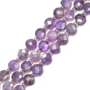 Amethyst Faceted Coin Beads Size 8mm 15.5" Strand
