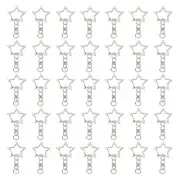 60 Pcs Star Shape Snap Clasp Hooks with Chain Swivel Buckle, Silver Tone
