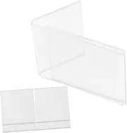 KALLORY 3pcs Acrylic Business Card Holder Transparent Desk Sign Display Stand Card For Clear Document Presentation For Office Reception Conferences