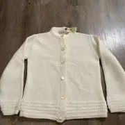 Vintage 70’s Girls Size 12 Cardigan Sweater New Old Stock Kmart Sue Lynn Ivory