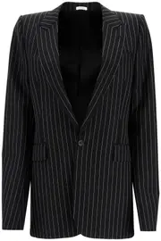 [ALEXANDER MCQUEEN] Striped Jacket With Voluminous 48 Black