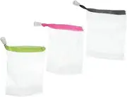 Baluue 3pcs Foaming Net Dispenser Bar Foam Net Soap Exfoliating Sink Soap Sack Soaps Natural Sponge Soap Pouch Exfoliating Foam Self Draining Soap Tray Splash or White