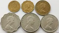 在飛比找露天拍賣優惠-伊麗莎白女王頭像 香港197X-8X年代 早期老版硬幣6枚一