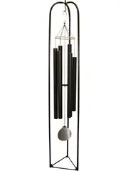 165cm Grand Hand Tuned Wind Chime with 180cm Premium Modern Stand, Black and Silver