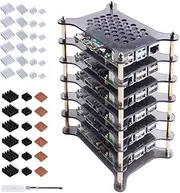 GeeekPi 6-Layers Cluster Case for Raspberry Pi, Rack Case with Heatsinks Stackable Case Stack Enclosure for Raspberry Pi 4/3/2 Model B(Brown)