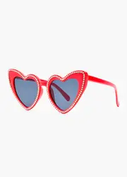 [Taking Shape] Taking Shape Heart Diamonte Sunglasses in RED - Women's Accessories Red
