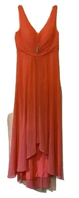 Dress evening party Sleeveless V-Neck High-Low Coral/Chiffon/Ever Pretty Size 8