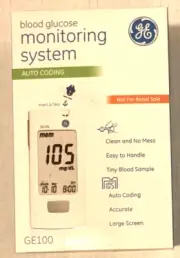 GE 100 Blood Glucose Monitoring System GE100. Case, Manual, Guide NEW