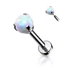 Piercing Labret Ear Silver Opalite White