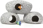DXQCHDUO Aquarium Hideaway Rock Cave, Decor Fighting Fish House, Reptile Hide Cave Tank Decoration Accessories for Shrimp to Breed/Hide/Play (Three Layers)
