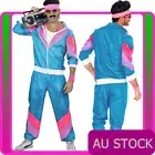 Mens 80s Costume Height Fashion Scouser Tracksuit Shell Suit Blue 1980s Party