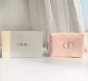 Christian Dior Baby Pink Makeup Perfume Cosmetics Bag Logo zipper Soft 7”x5” New