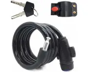 Bicycle Lock Cable Anti Theft Durable Black 120Cm 12Mm Chain Bicycle Lock For Mountain Bike Security Bicycle Cable Lock With Holder With 2 Keys