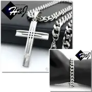 24"MEN Stainless Steel 9x4mm Silver Cuban Curb Chain Necklace Bracelet Pendant*A