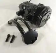 Black Mini AC Compressor Sanden SD-7 Serpentine Pulley W/ Vertical A/C Manifold