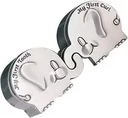 IWOWHERO 1 Pair Elephant Shape My First Curl and Tooth Box Newborn present Keepsake Storage for First Tooth and Curl Durable for Christening Birthdays and Holidays