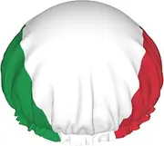 Italian Flag Print Various Activities Shower Cap Reusable Soft And Lightweight Bath Hair Cap Long Hair
