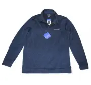 Eddie Bauer Navy Heather Radiator Fleece Large Snap Front Pullover Shirt NWT