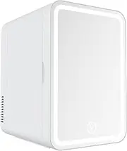 Advwin Mini Refrigerator and Personal Beauty Fridge, Mirrored Door with Dimmable LED Light, for All Cosmetics and Skincare Needs, 8-Liter, White