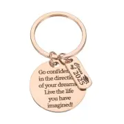 Graduation Keychain, Graduate Inspirational Present Tag with Pouch, Rose Gold