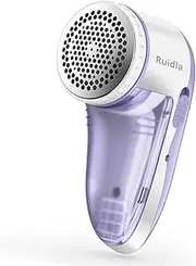 Ruidla Lint Remover Fabric Shaver, Lint Shaver Rechargeable, Pilling Remover with Stainless Steel 3-Leaf Blades, Dual Protection, Removable Bin, Easy to Remove Fuzz, Lint, Pilling, Bobbles