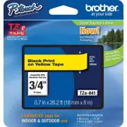 Brother P Touch TZe Laminated Durable Labels Black on Yellow 1 Unit 80 Charac...