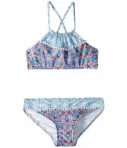 NWT Seafolly Kids Boho Tile Ruched Neck Tankini Bikini Set Girl's 16 Rose Tile
