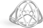 [Amaxer] Women's Stainless Steel Hexagram Symbol Six Pointed Symbol of Magic Delicate Jewelry Ring, Stainless Steel, Stainless Steel