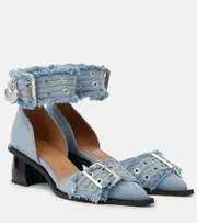 [Ganni] Ganni Feminine Buckle denim pumps AU 9 blue