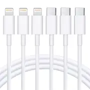 [3Pack] 2m/6FT iPhone Fast Charger Cable USB-C Power Delivery Charging Cord for iPhone 14/13/12/11 Pro XS Max / iPad, White
